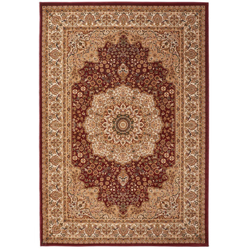 Grand Heritage GH101 Traditional Persian Floral Medallion Border Soft Stain-Resistant Durable Deep Red/Beige Rug-Concept Looms-Rug Love - The Most Loved Rug Store